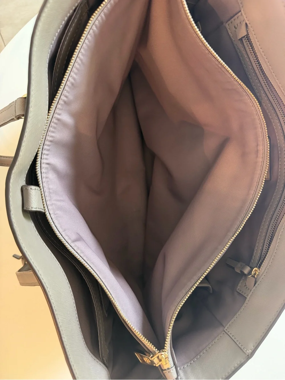 Tory Burch Taupe Leather Tote Bag - Picture 9 of 13